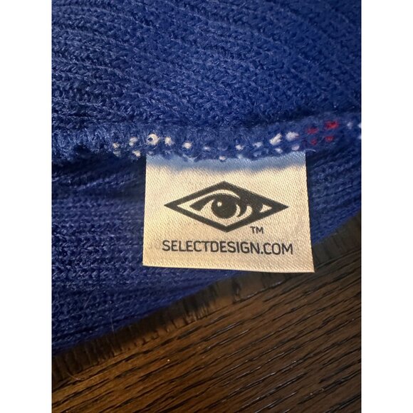 Labatt Blue Beanie With Pom Pom Red White Stripes Warm Acrylic Hat - Picture 4 of 5